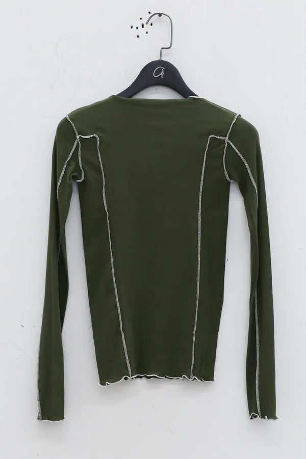 BASERANGE Long Sleeve T-Shirt TTML Collection Ribbed Cotton Portugal BAS-TTML-RB-WI23-LV Green
